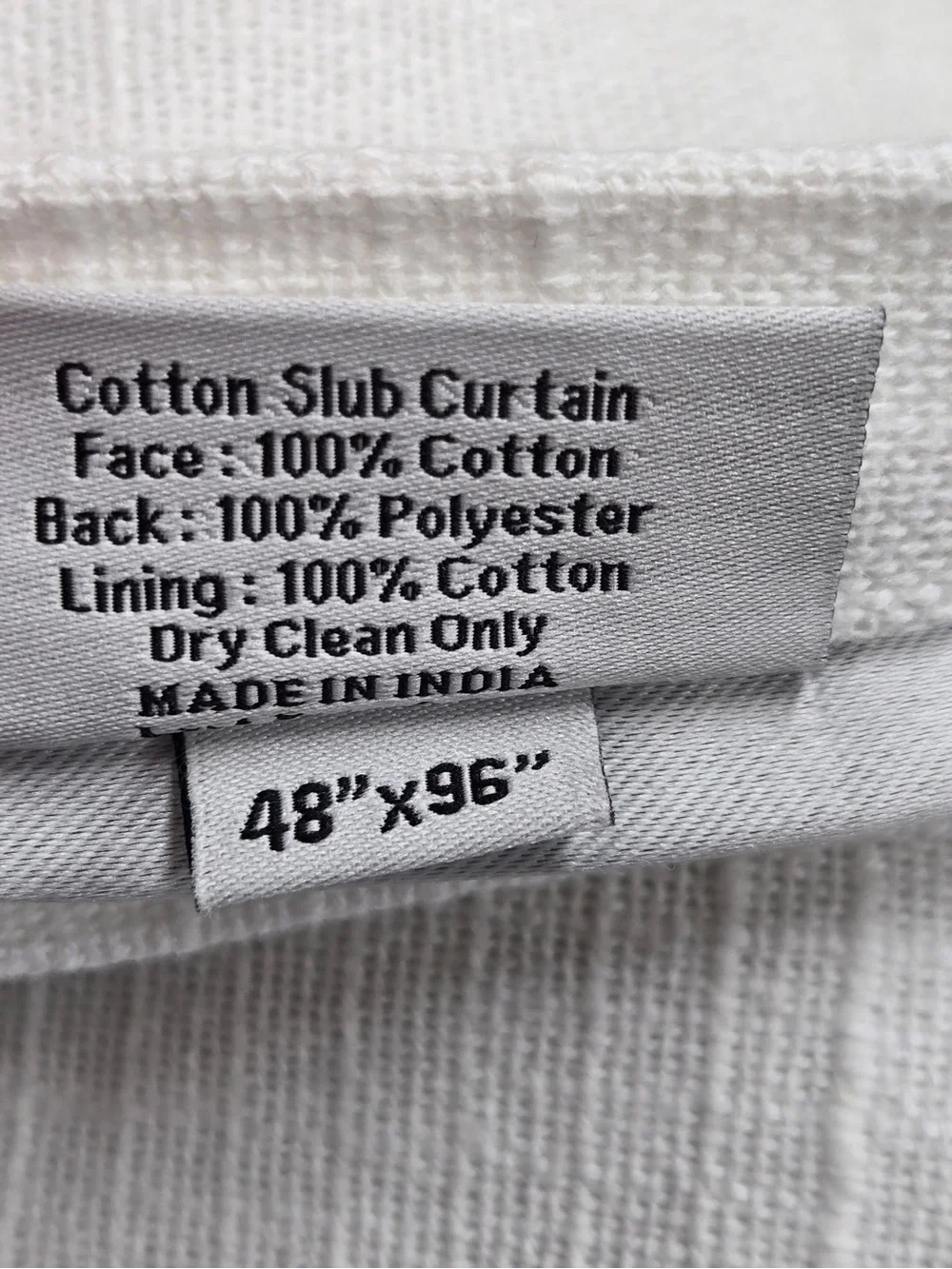 QUINCE Set Of 2 48x96 Cotton Slub Blackout Curtains White 0748